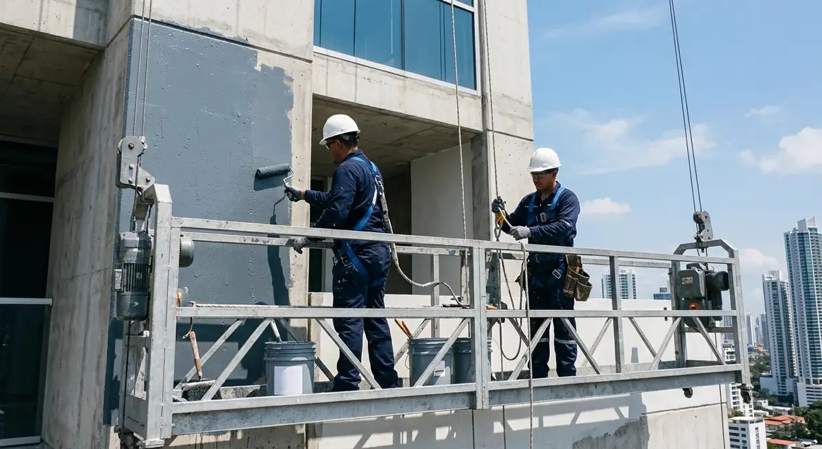 Trabajo en plataforma suspendida en torre